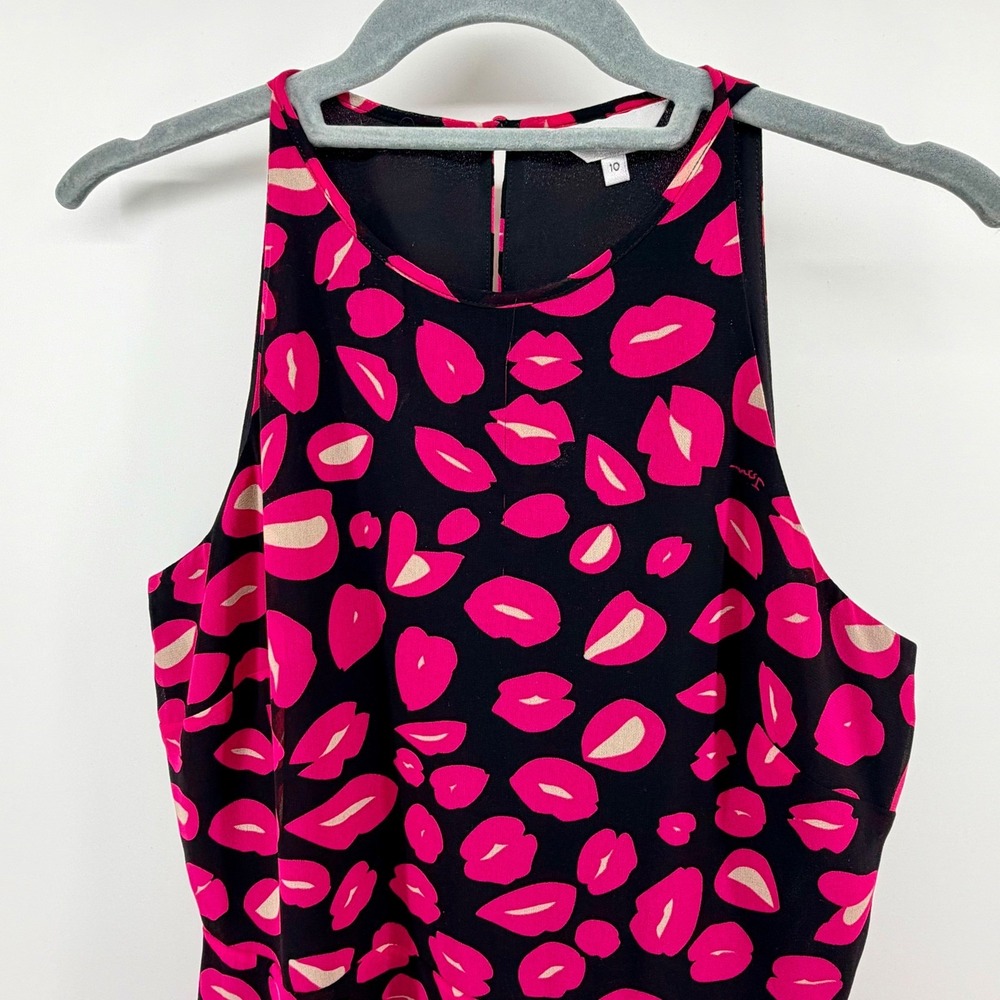 Issa London Black Pink Lips Print Halter Maxi Dress Size 10‎